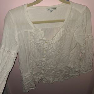 American Eagle Long Sleeve Button Up &Detailed Top